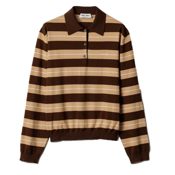 Miu Miu Brown Beige Polo Shirt