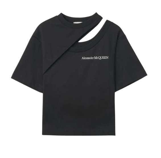 Cut Out Short Sleeve T-Shirt - Black