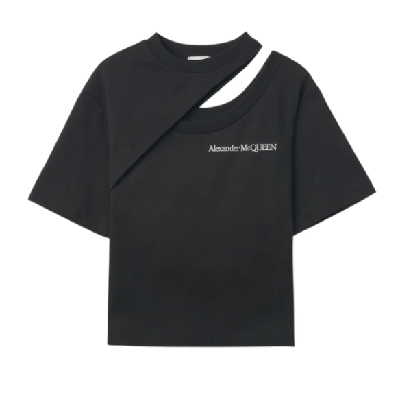 Cut Out Short Sleeve T-Shirt - Black