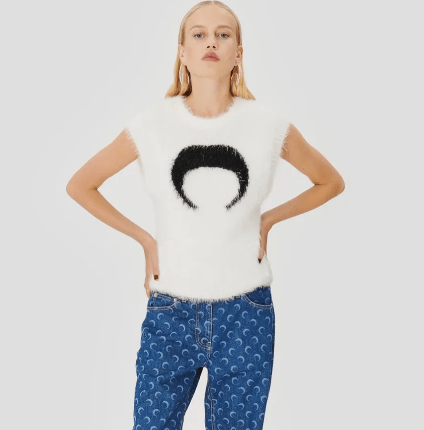 WILD PUFFY KNIT SLEEVELESS PULLOVER WHITE