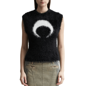  WILD PUFFY KNIT SLEEVELESS PULLOVER BLACK