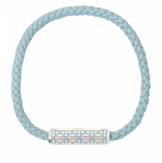 Cannage Braided Leather Bracelet - blue