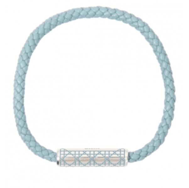 Cannage Braided Leather Bracelet - blue