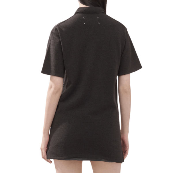 Backstitched Short Sleeve Polo Shirt - Brown 