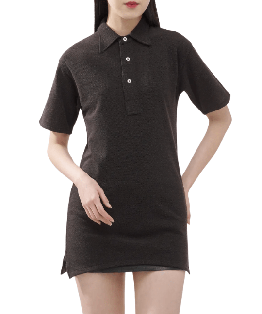 Backstitched Short Sleeve Polo Shirt - Brown 