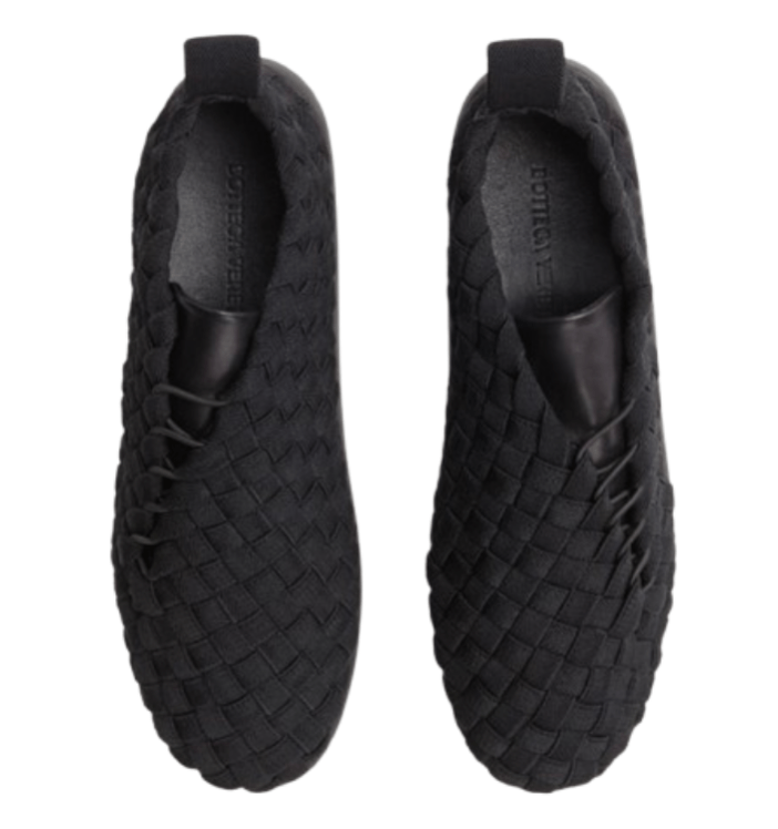 Bottega Veneta Intrecciato Lace-Up Plat Sneaker Black