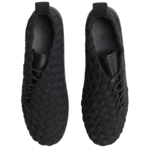 Bottega Veneta Intrecciato Lace-Up Plat Sneaker Black