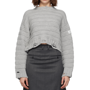 Logo applique distressed effect sweater