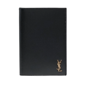 Saint Laurent Tiny Cassandre Passport Case in Leather Black