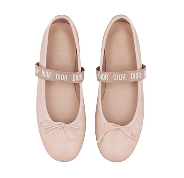 (Kids) Dior Ballet Flat Calfskin Pale Pink