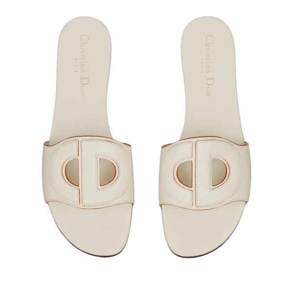 (W) Dior D-Club Mule Calfskin White