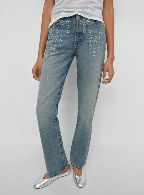 EMILY EYELET FINISHED DENIM PANTS