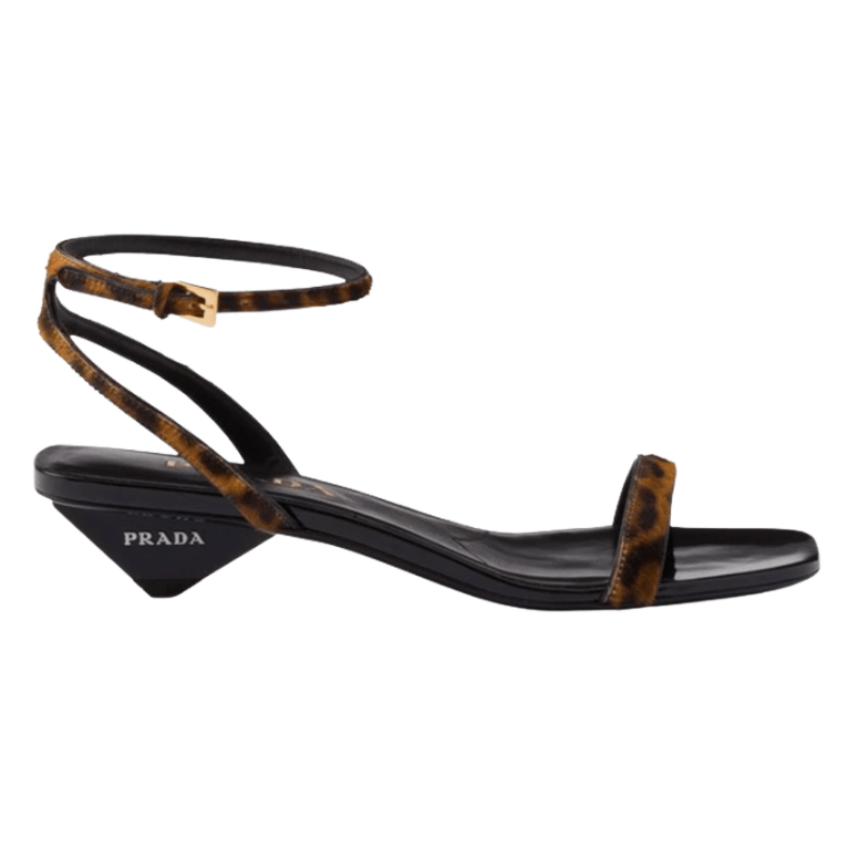 (W) Prada Printed Leather Sandals Honey