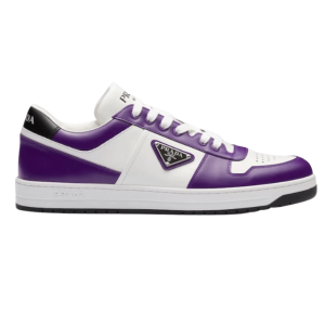 Prada Downtown Leather Sneakers White Cyclamen Pink