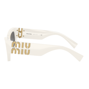 (W) Miu Miu Glimpse Sunglasses Slate Grey Lenses Chalk White Acetate
