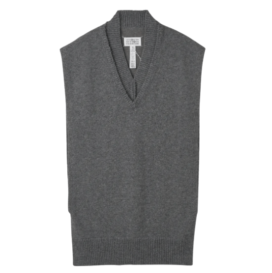 4-Stitch V-Neck Knit Vest - Medium Grey 