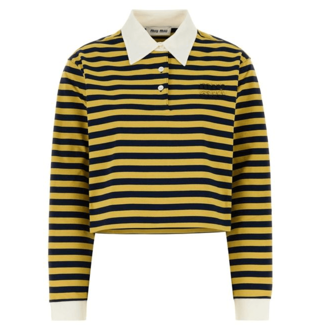 MIU MIU Miu Miu Striped Yellow Polo Shirt