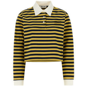 MIU MIU Miu Miu Striped Yellow Polo Shirt