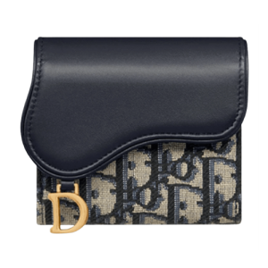 Dior Saddle Lotus Wallet Blue Dior Oblique Jacquard and Smooth Calfskin