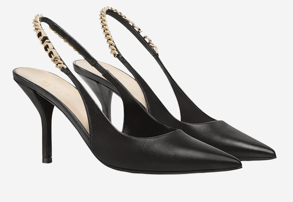 (W) Gucci Signoria Slingback Pumps Black