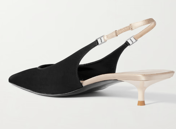 (W) Saint Laurent Cherish Slingback Pumps In Satin Crepe Black Light Nude