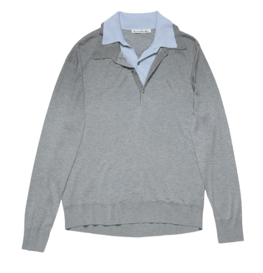 (W) Acne Studios Layered Silk Jumper Sky Blue Light Grey Melange