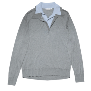 (W) Acne Studios Layered Silk Jumper Sky Blue Light Grey Melange