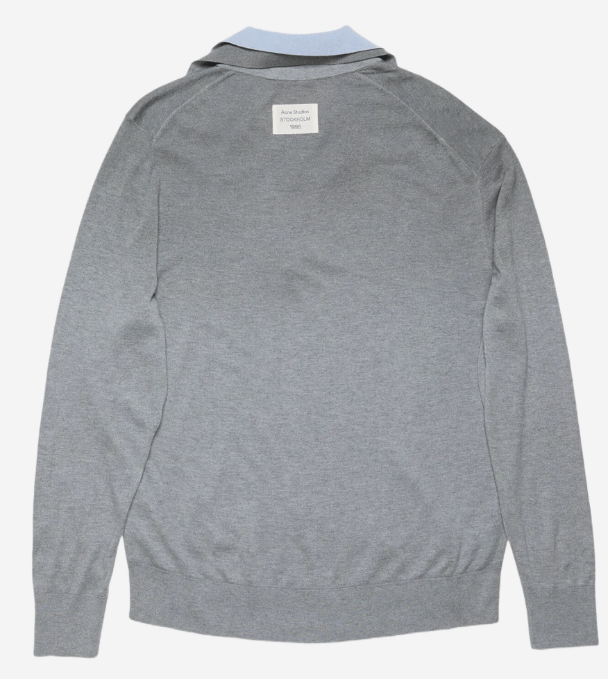 (W) Acne Studios Layered Silk Jumper Sky Blue Light Grey Melange