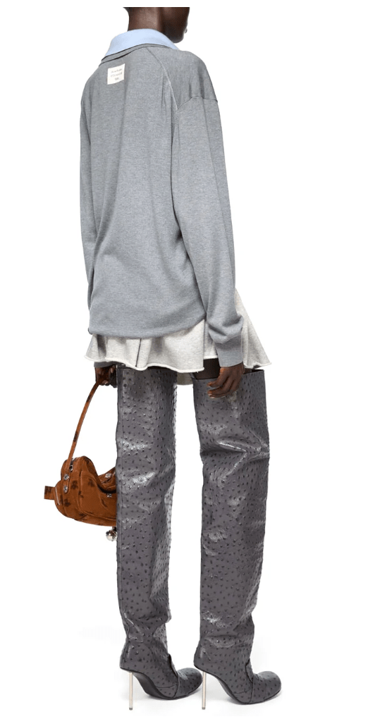 (W) Acne Studios Layered Silk Jumper Sky Blue Light Grey Melange
