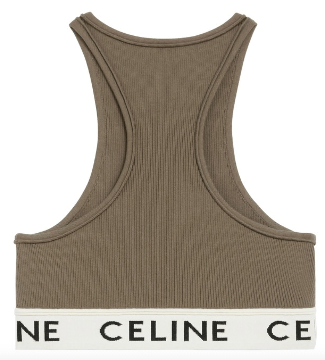 CELINE ATHLETIC KNIT SPORTS BRA KHAKI & CREAM