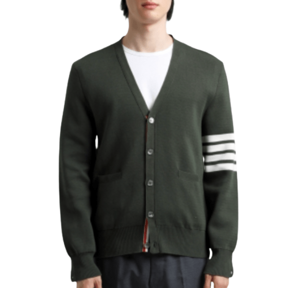 Thom Browne Milano Stitch 4-Bar Cardigan Dark Green
