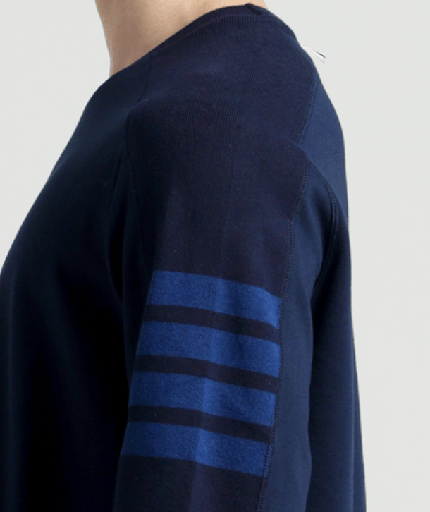 Thom Browne Cotton 4-Bar Long Sleeve T-Shirt Navy