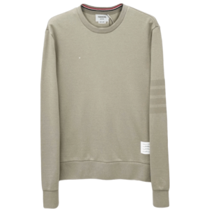 Thom Browne Classic Loopback Tonal 4-Bar Crewneck Sweatshirt Beige