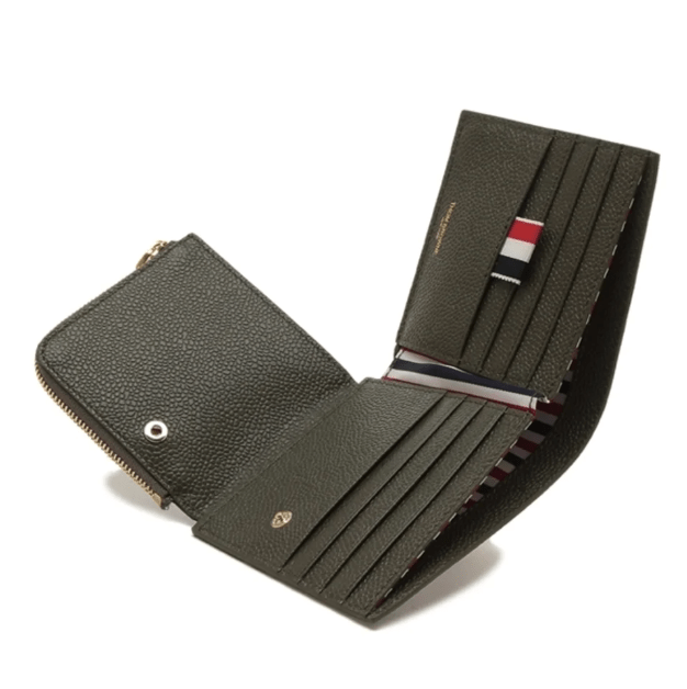 Thom Browne Pebble Grain Leather Fold-Out Coin Purse Bill Fold Wallet