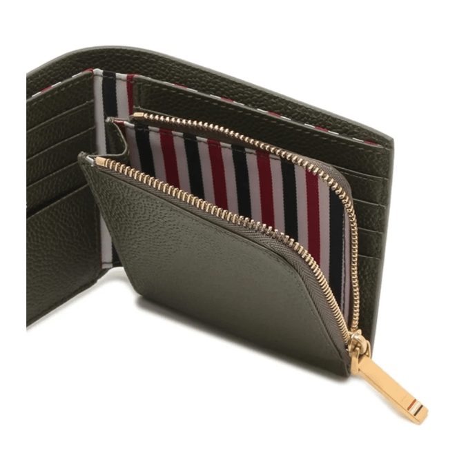 Thom Browne Pebble Grain Leather Fold-Out Coin Purse Bill Fold Wallet