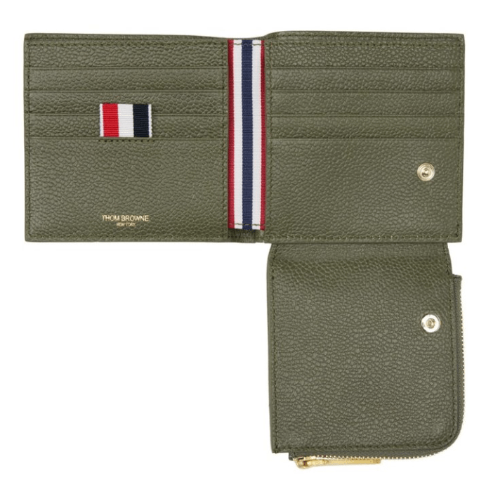 Thom Browne Pebble Grain Leather Fold-Out Coin Purse Bill Fold Wallet