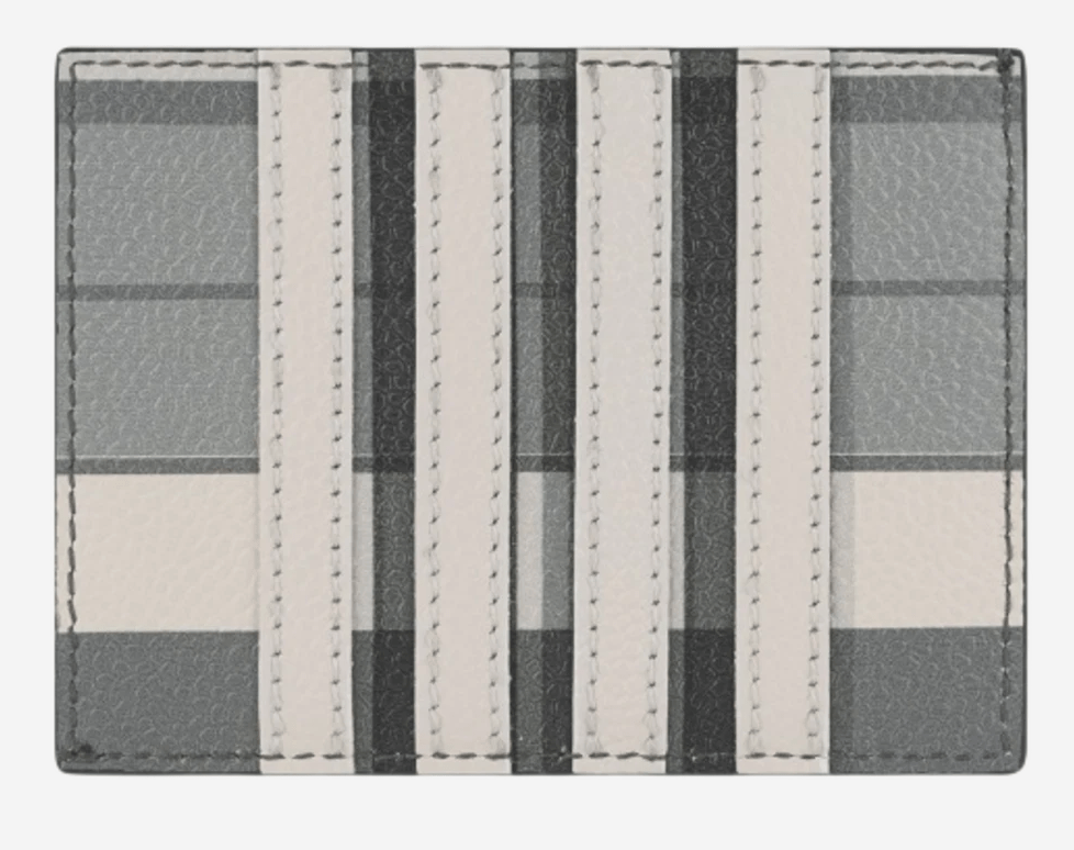 Thom Browne Madras Pebble Grain Leather 4-Bar Single Card Holder Black White