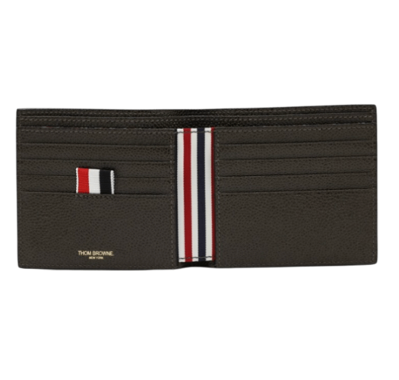 Thom Browne Pebble Grain Bill Fold Wallet Dark Brown