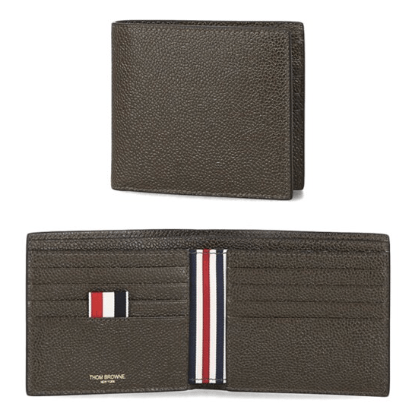 Thom Browne Pebble Grain Bill Fold Wallet Dark Brown