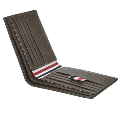 Thom Browne Pebble Grain Bill Fold Wallet Dark Brown