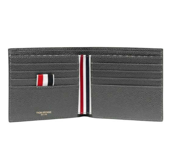 Thom Browne Pebble Grain Bill Fold Wallet Dark Grey