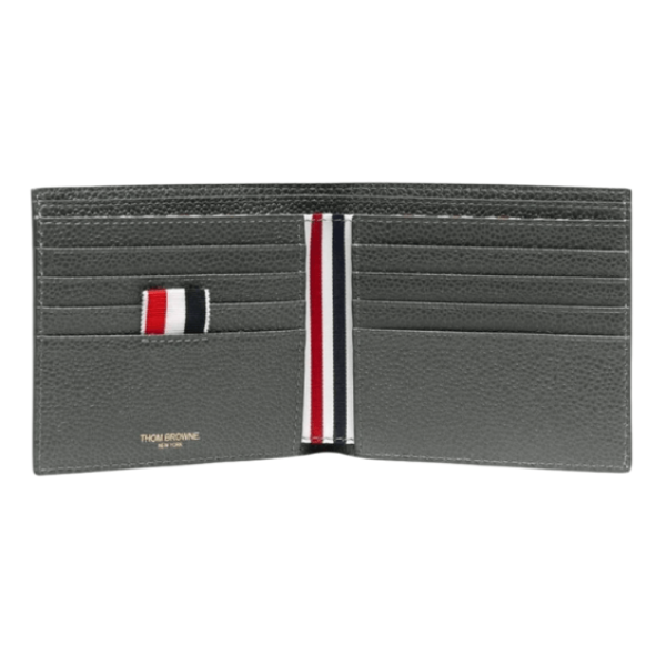 Thom Browne Pebble Grain Bill Fold Wallet Dark Grey