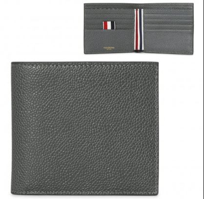 Thom Browne Pebble Grain Bill Fold Wallet Dark Grey