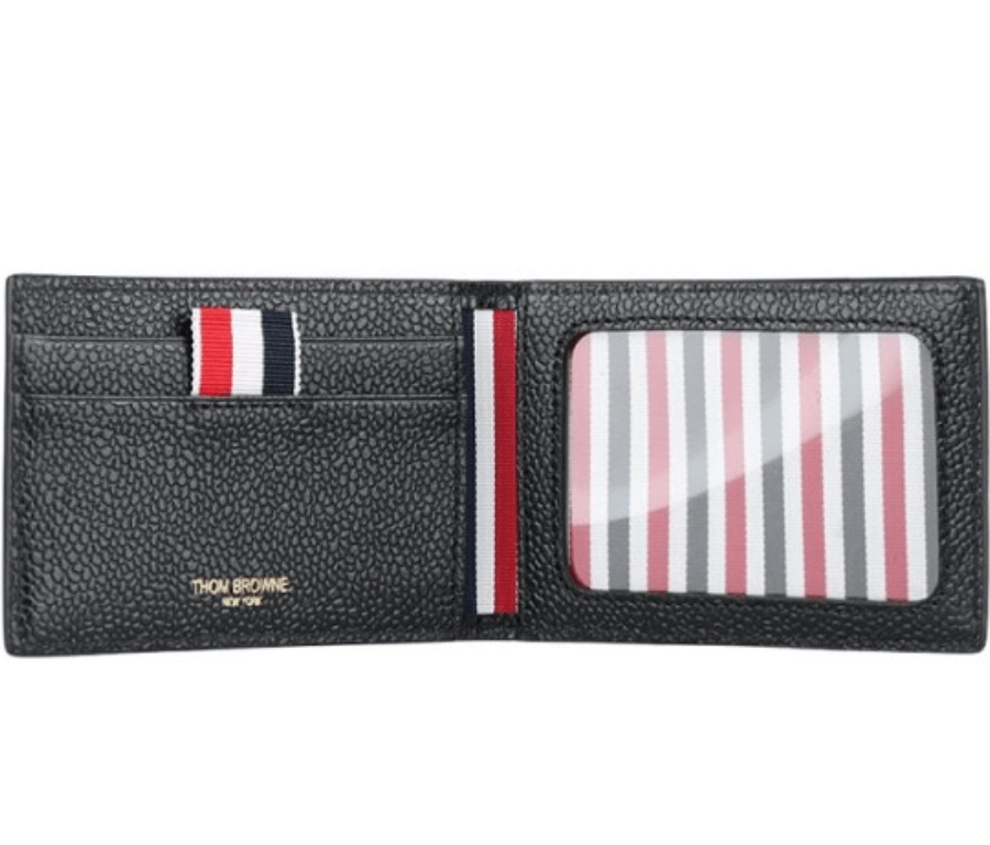 Thom Browne Pebble Grained Leather RWB Wallet Black
