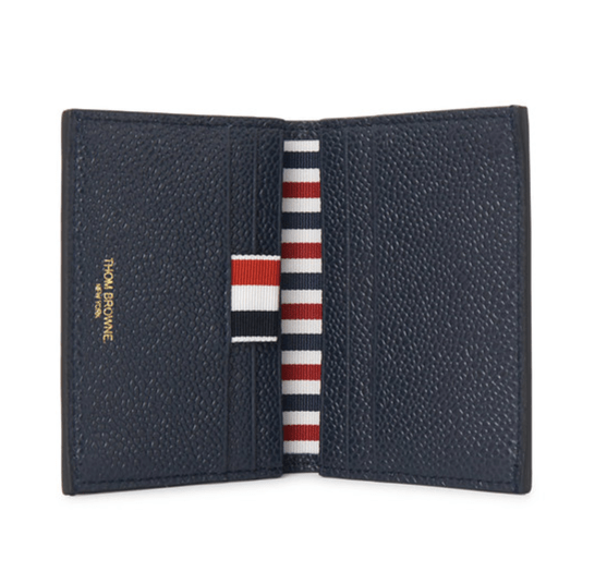 Thom Browne Pebble Grain Leather Double Card Holder Navy