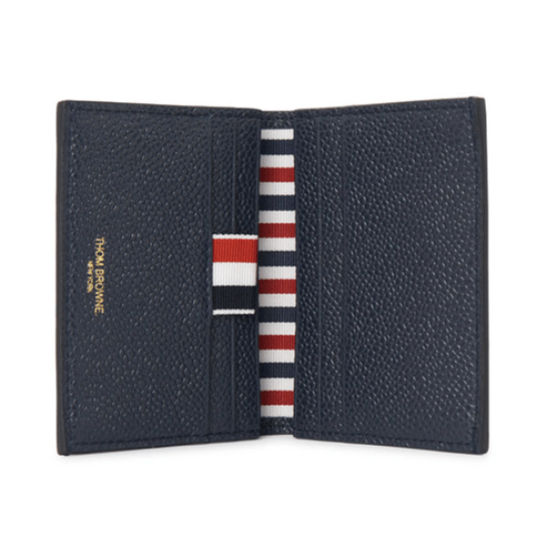 Thom Browne Pebble Grain Leather Double Card Holder Navy