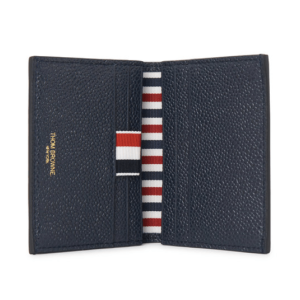 Thom Browne Pebble Grain Leather Double Card Holder Navy
