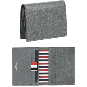 Thom Browne Pebble Grain Leather Double Card Holder Dark Grey
