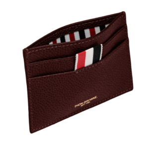 Thom Browne Lucido Leather Single Card Holder Burgundy