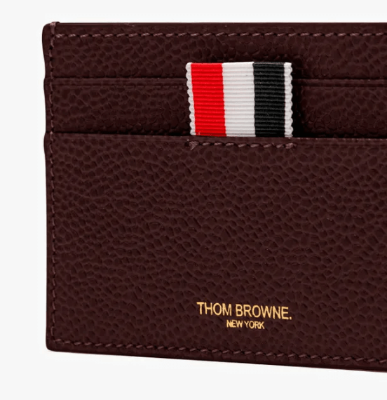 Thom Browne Lucido Leather Single Card Holder Burgundy